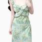 2025 Summer New Green Floral French Tea Break Seaside Vacation Long Dress R0975