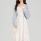 French floral suspender skirt, beautiful and gentle style dress with cardigan two-piece suit R2382