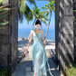 Travel wear fairy air backless dress seaside vacation dopamine green fairy long skirt R1594