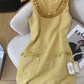French style Chanel style vest dress new style waist slimming beaded temperament short skirt R3949