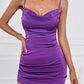Purple suspender satin swing neck waist hip sexy short skirt homecoming dress R3938