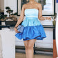 Blue tube top stitching cake tutu skirt homecoming dress R3642