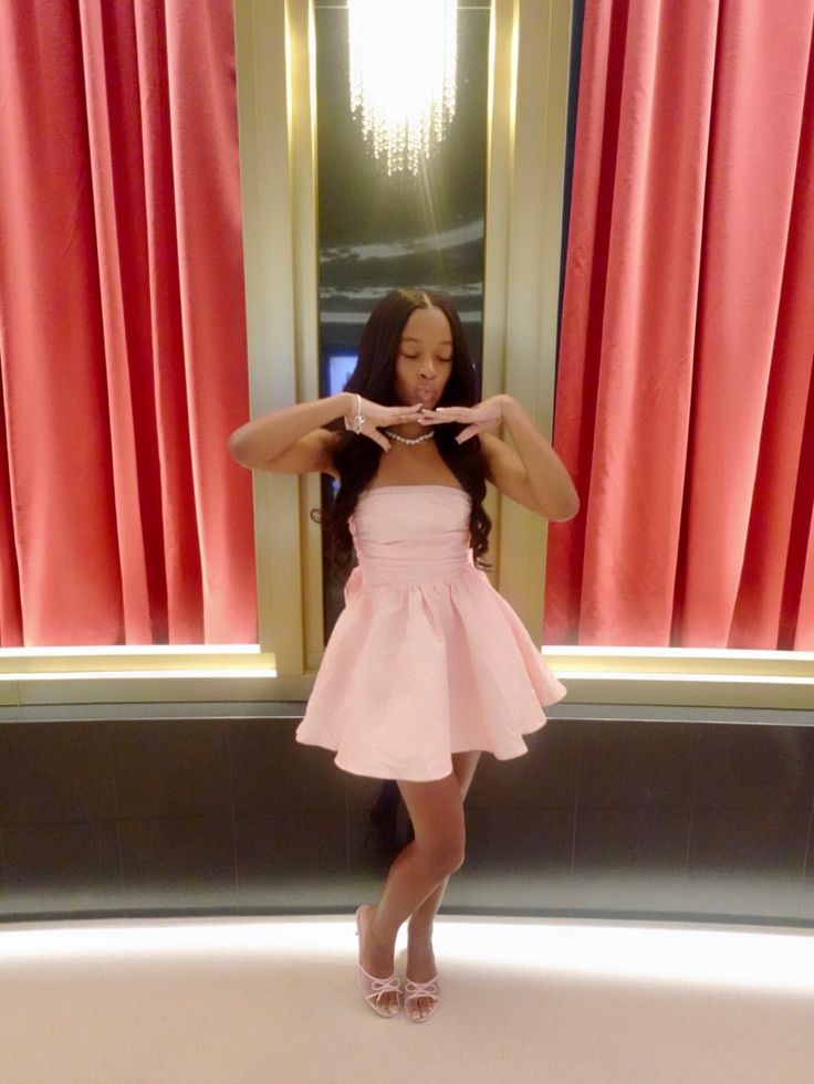 Minimalist Pink A-Line Strapless Satin Bodycon Mini Dress Homecoming Dress RS241