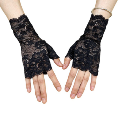Short lace gloves fingerless bridal wrist gloves opera evening wedding tea party dance     S6221