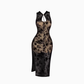 New Chinese hollow sleeveless dress 2025 waist hip slit long skirt R1363