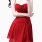 2025 Summer New Red Floral A-line Small Waist Suspender Dress R0911