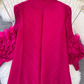 High-class lady temperament pleated lantern long sleeve loose A-line solid color elegant dress R0319