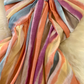Dopamine wear rainbow stripes gradient halter neck long skirt V-neck waist A-line big swing dress R0377
