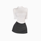 Pure desire hot girl high collar slim sleeve T-shirt 2025 royal sister style suit skirt suit R1355