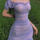 Purple Charming Cute Waist Slim Hip Short Skirt Homecoming Dress R3278
