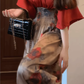 Retro red v-neck dress gentle temperament waist a-line long skirt R0744