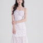 French design niche fishtail skirt sweet pure desire mid-length skirt purple floral suspender dress R4145