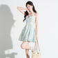 Three-dimensional flower suspender dress beautiful summer ruffled large swing A-line skirt R4109