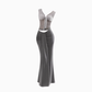 Pure desire style V-neck sleeveless knitted top 2025 hot girl hip-wrapped long skirt suit R1318