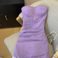 Purple pure sexy tube top dress female new waist short hip skirt fishbone backless small dress R3951