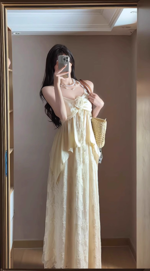 Gentle temperament irregular suspender top skirt two-piece suit for women R0534