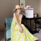 Cold style suspender dress women's printed backless travel beach dress holiday super fairy long dress R0182