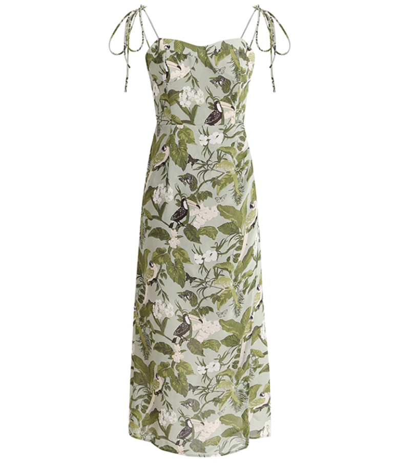 French holiday style green 2025 new dress suspenders dress slim R2637