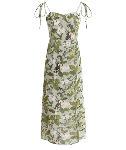 French holiday style green 2025 new dress suspenders dress slim R2637