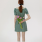 French skirt green plaid dress summer retro short skirt petite short skirt female summer R3457