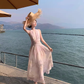 Gentle temperament v-neck jacquard halter dress holiday style beautiful dress R0871