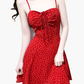 2025 Summer New Red Floral A-line Small Waist Suspender Dress R0911