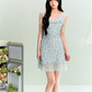 Swing collar playful floral tie dress summer design chiffon short skirt R3322