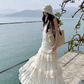 Atmosphere outfit suit holiday beautiful small sling hollow vest skirt a complete set R1746