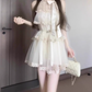 Sweet style sleeveless halter neck dress beautiful temperament puffy short skirt R0760