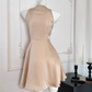 Vintage lady-like satin sleeveless dress with heavy beading R2097