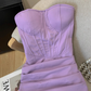 Purple pure sexy tube top dress female new waist short hip skirt fishbone backless small dress R3951