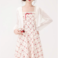 French style gentle sweet floral dress new lace waist long skirt R2380