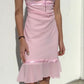 Pink short skirt with slim waist and irregular hem, homecoming dress R4137