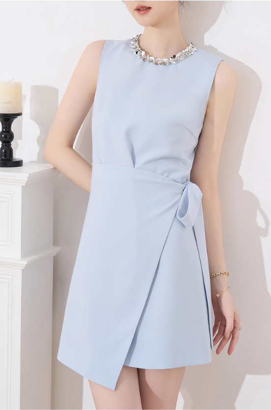 French style dress new summer design niche slim petite short sleeveless dress R4222