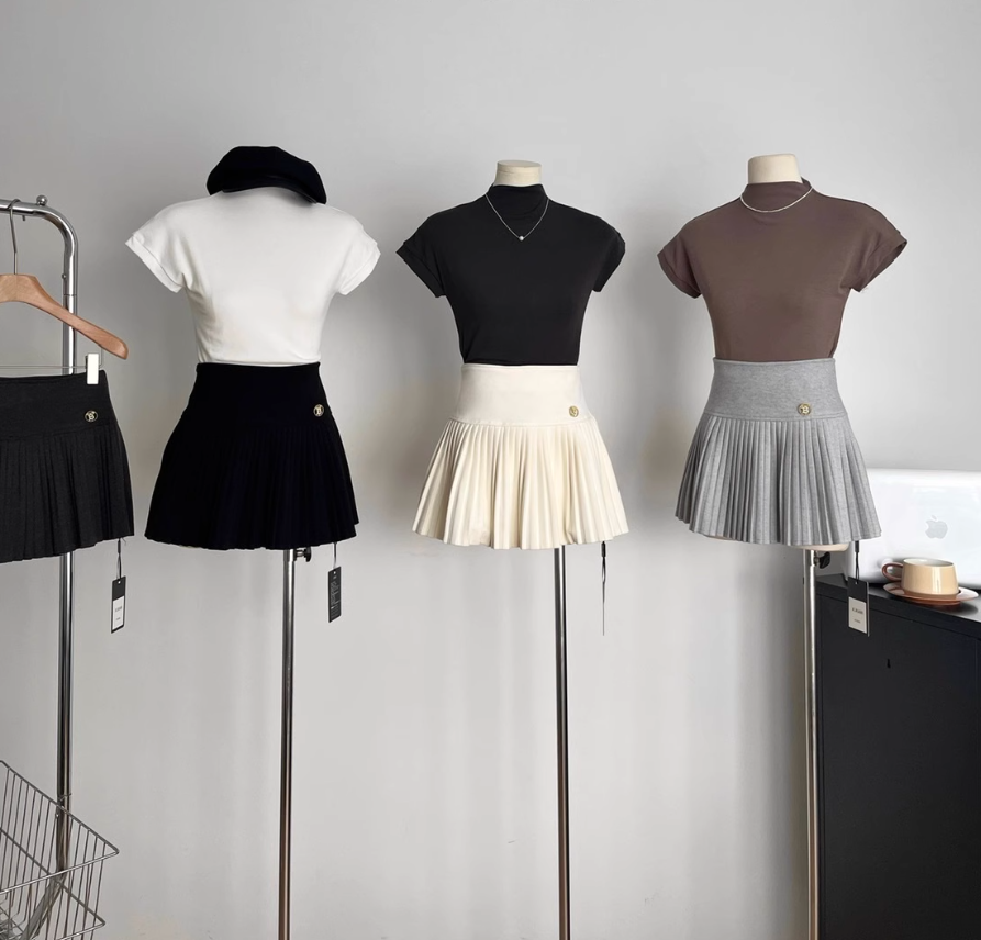 Hot girl pure desire style pleated skirt high waist slim sexy short skirt R2001