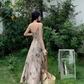 Fairy new Chinese style ink-dyed dress design backless holiday style suspender long dress R1724