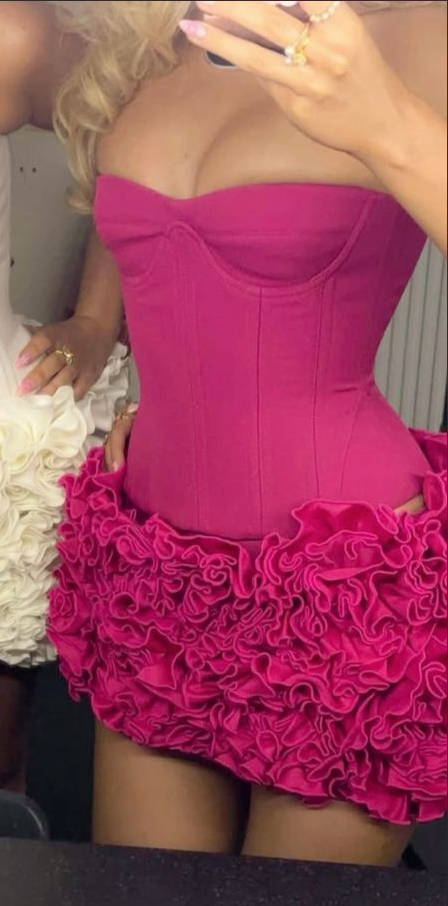 Three-dimensional flower skirt tube top waist bag skirt sexy homecoming dress R2892