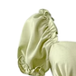 Green square neck short-sleeved dress high-end French pleated waist ruffle skirt R0084