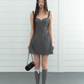 Sweet girl style vest dress female summer a-line French slim suspender short skirt R3337