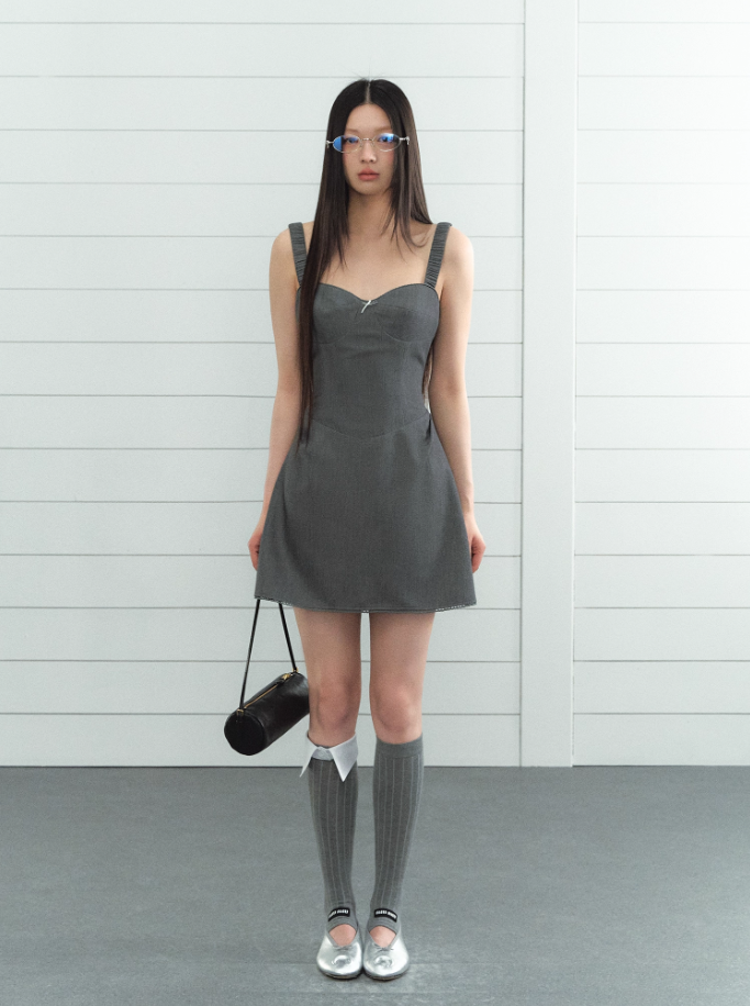 Sweet girl style vest dress female summer a-line French slim suspender short skirt R3337