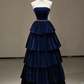 Black Long Strapless Satin Prom Dress Long Formal Evening Dresses     S3508