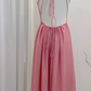 2025 new summer light peach pink sleeveless large swing backless holiday fairy back lace-up dress R0302