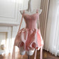Pink Strapless Polka Dot Satin Skirt Homecoming Dress R3377
