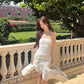 White tube top waist slim hip irregular skirt mid-length skirt homecoming dress R4051