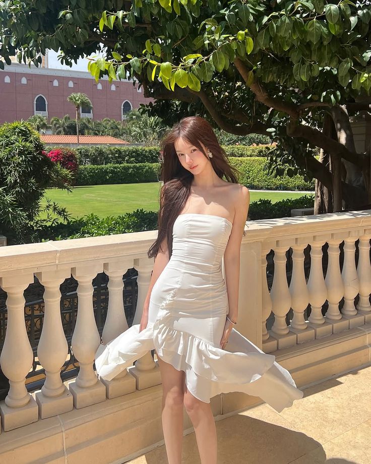 White tube top waist slim hip irregular skirt mid-length skirt homecoming dress R4051