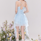 French ruffled collar atmosphere blue suspender dress summer R4537