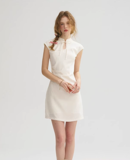 New Chinese style dress short skirt cheongsam skirt white short skirt dress outfit women summer R3529