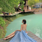 Beach dress suspenders backless dress temperament long skirt holiday style R1565
