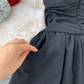 Dress women 2025 new sexy tube top waist off-shoulder solid color mid-length skirt all-match skirt R0367