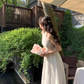 French style white sleeveless halter neck off-shoulder dress midi dress women's summer new style R4377